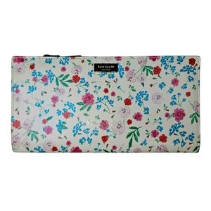 Kate Spade Wallet Gardner Street Greenhouse Floral Shawn Cream Black Card Slots